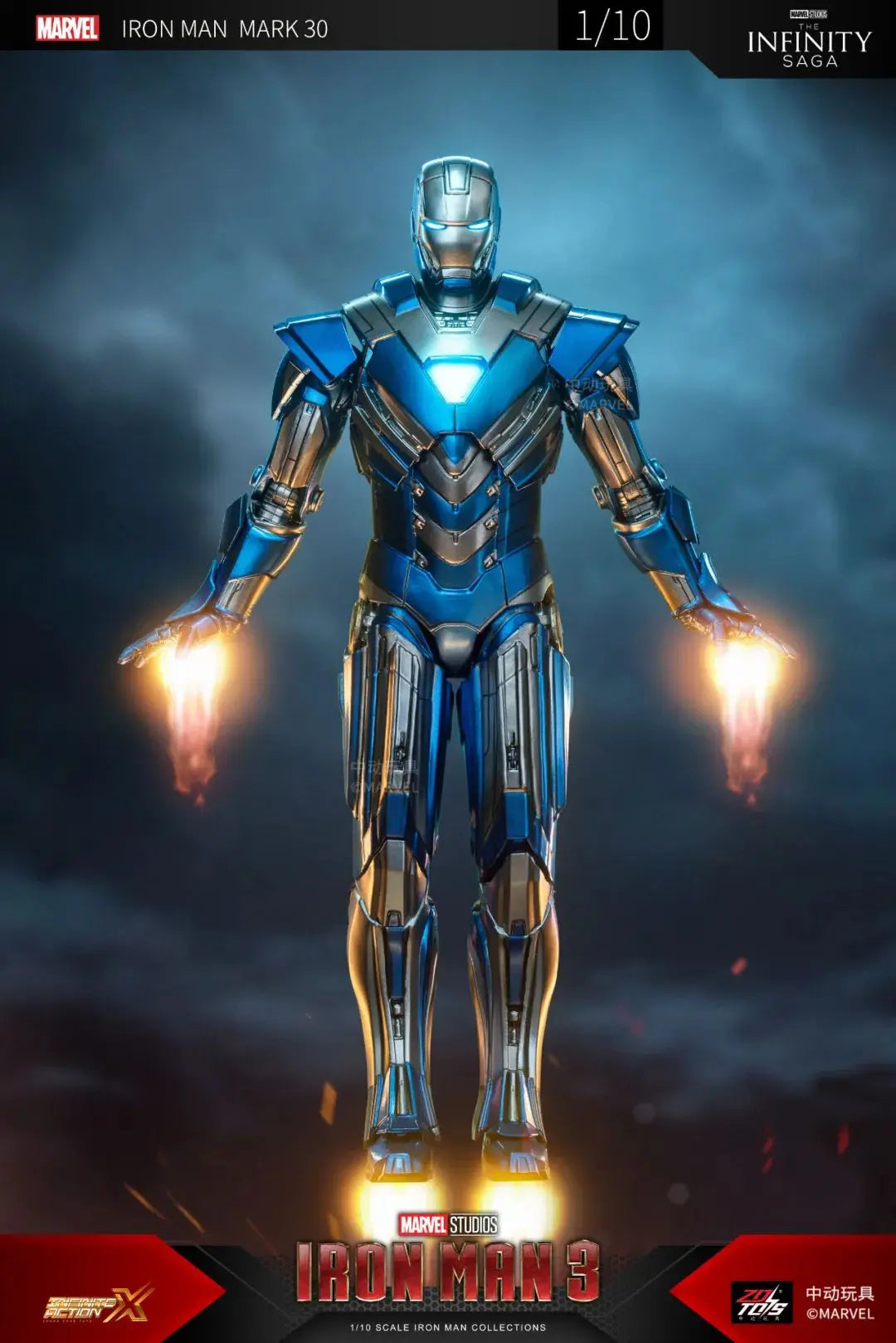 ZD Original Iron Man MK30 Blue Steel 1/10 Iron Patriot MK3 Marvel legends War Machine 10th Anniversary Action Figure Model Gift