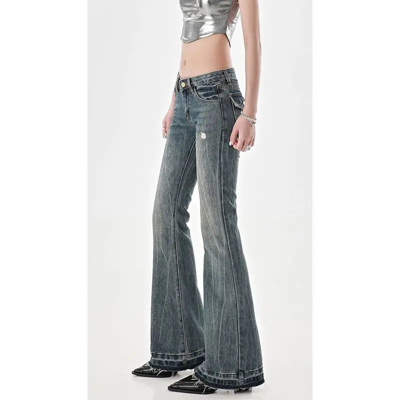 American High Street Spicy Girls Low Waist Jeans Women Autumn Vintage Pants
