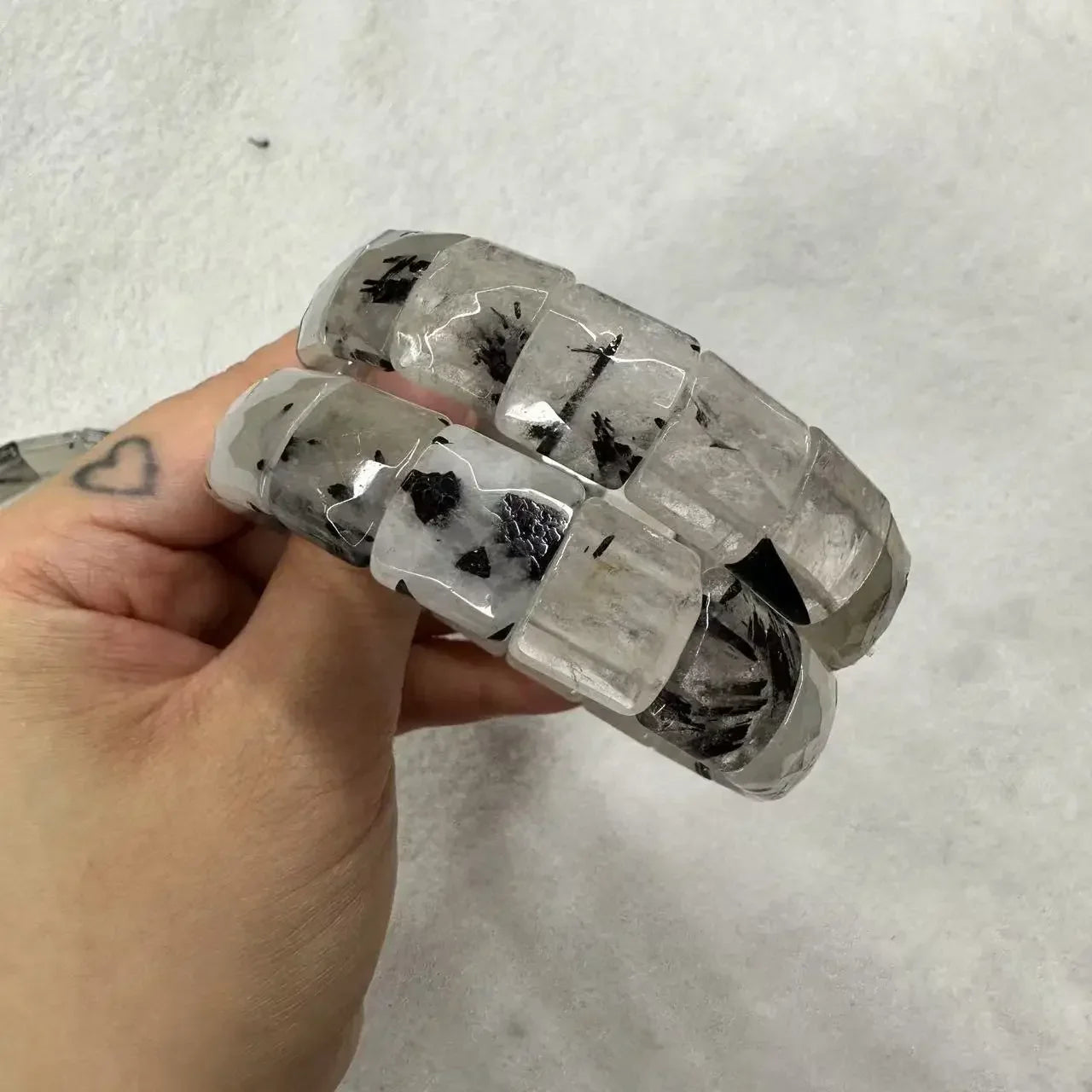 Natural 12x15mm Faceted Stone Unique Crystal Citrine Agate Amethyst Pyrite Fashion Elastic Handcrafted Bracelets Energy Bangles