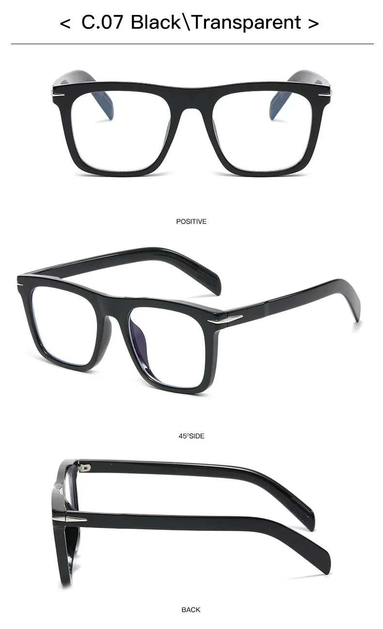 Vintage Square Sunglasses Men Anti-Blue Light Glasses Fashion Gradient Driving Shades Leopard Black Brand Oculos