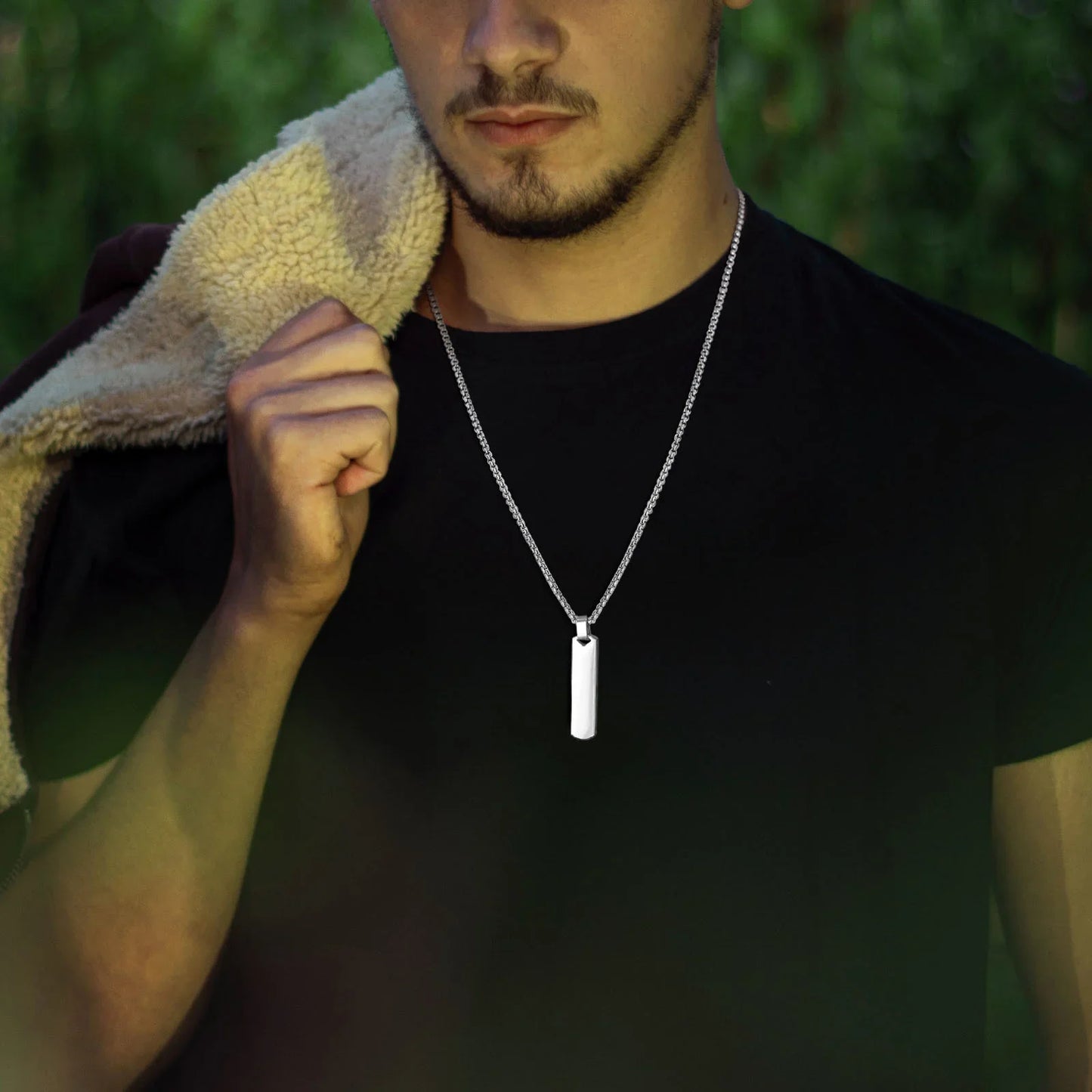 2pcs Vertical Layer Necklaces for Men Boys,Wateproof Stainless Steel Cuban Chain Collar,Stylish Men's Sweater Chain