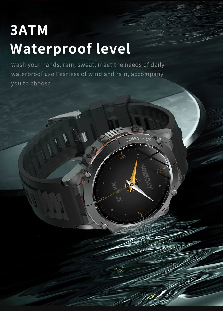 New Men Outdoors Sports Military GPS SmartWatch 10ATM Waterproof 730mAh High Battery Compass NFC HD Call For Android IOS Watch