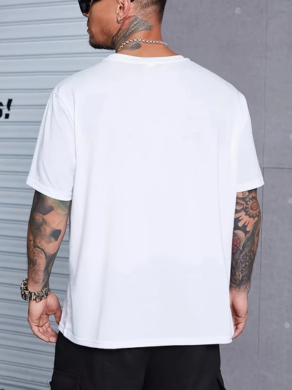 Men's 100% cotton summer fashionable casual loose plus size freedom graphic printed sports round neck short sleeved T-shirt top
