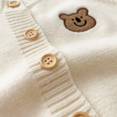 Baby Boys And Girls Baby Bear Embroidered Knitted Cardigan Children Leisure All Match Clothes