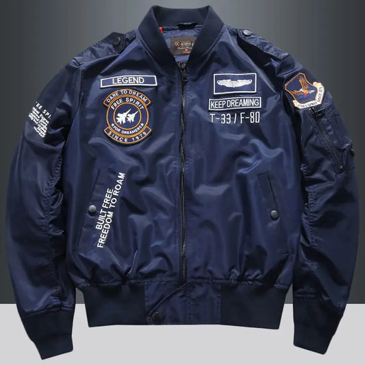 USA Man's Bomber Jacket Baseball Uniform Air Force One Army Aviation Jumper Aviator