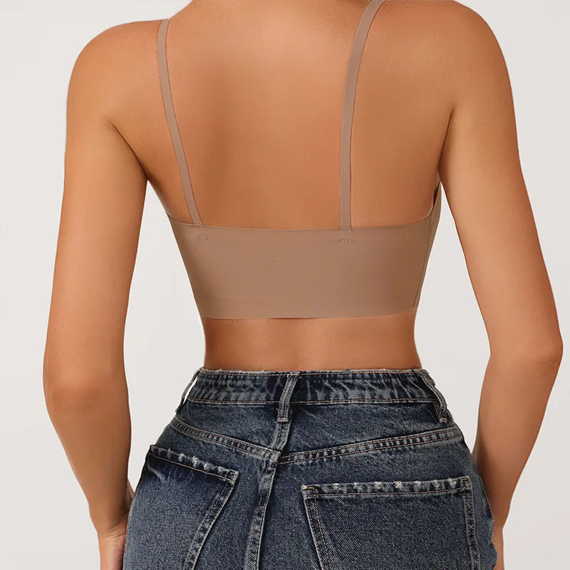 Laser Cut Seamless Wireless Push Up Bra Basic Crop Top Por Mayor Padded