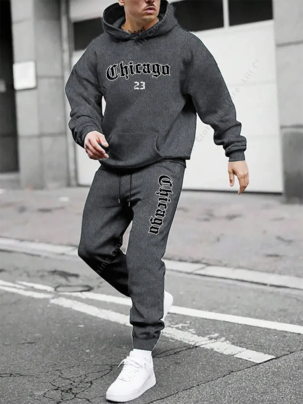 Men's sportswear - Hoodie and sports pants, loose-fitting style suitable for daily and sports wear swearshirts Tops