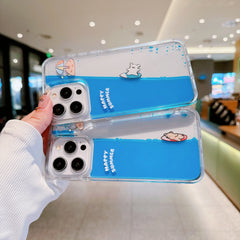 Surfer Puppy Luxury Liquid Silicone iphone 12/13/14/15 Case For iPhone 12/13 Pro 14/15 Pro Max Plus Dynamic Quicksand Cover