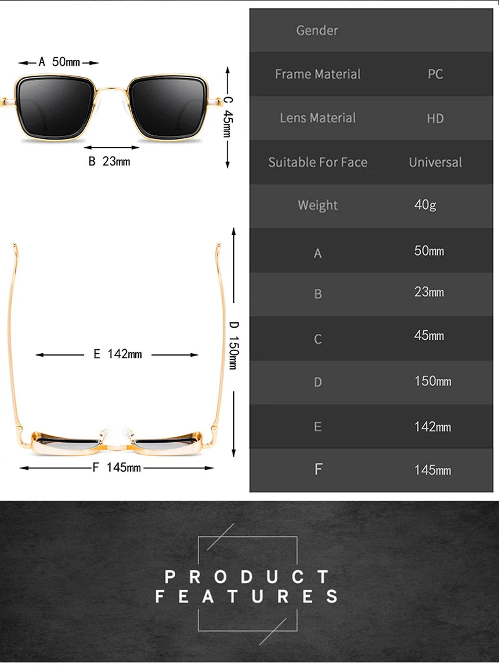 Stylish Retro Brand Shades Men Women Sun Glasses UV400 Square Vintage Metal Steampunk Sunglasses