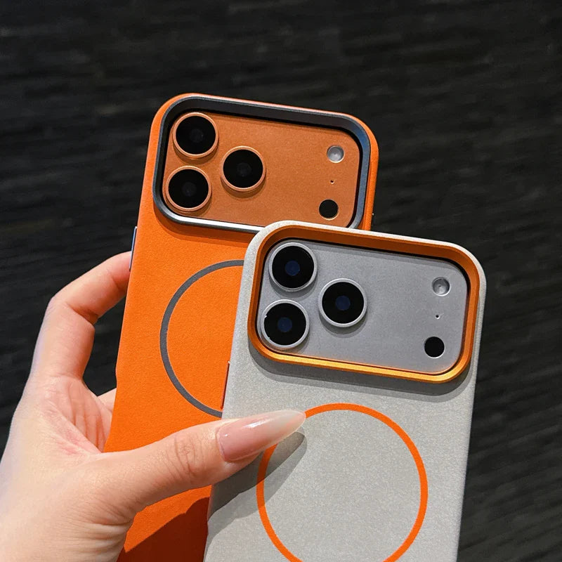 For iPhone 17 Pro Max 17 Air Case Magnetic Elephant Skin Pattern Ultra-thin Metal Lens Protection Wireless Charging Cover