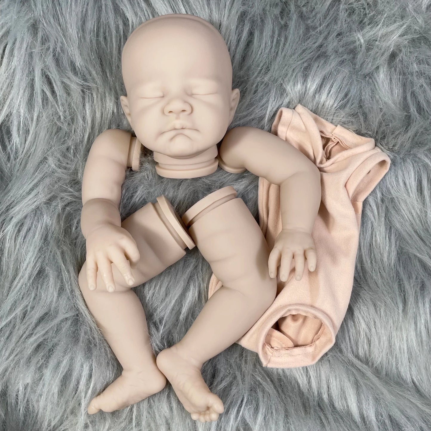 MRB 20Inch August Reborn Vinyl Doll Kit Unpainted Blank Doll Parts Lifelike Mold With Full Arms and Legs Cloth Body Included