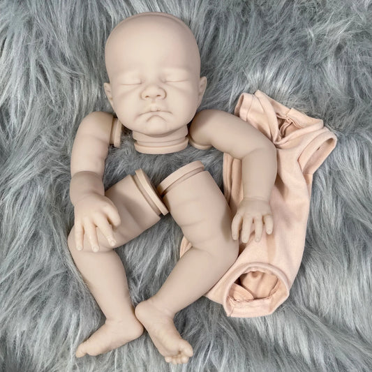 MRB 20Inch August Reborn Vinyl Doll Kit Unpainted Blank Doll Parts Lifelike Mold With Full Arms and Legs Cloth Body Included
