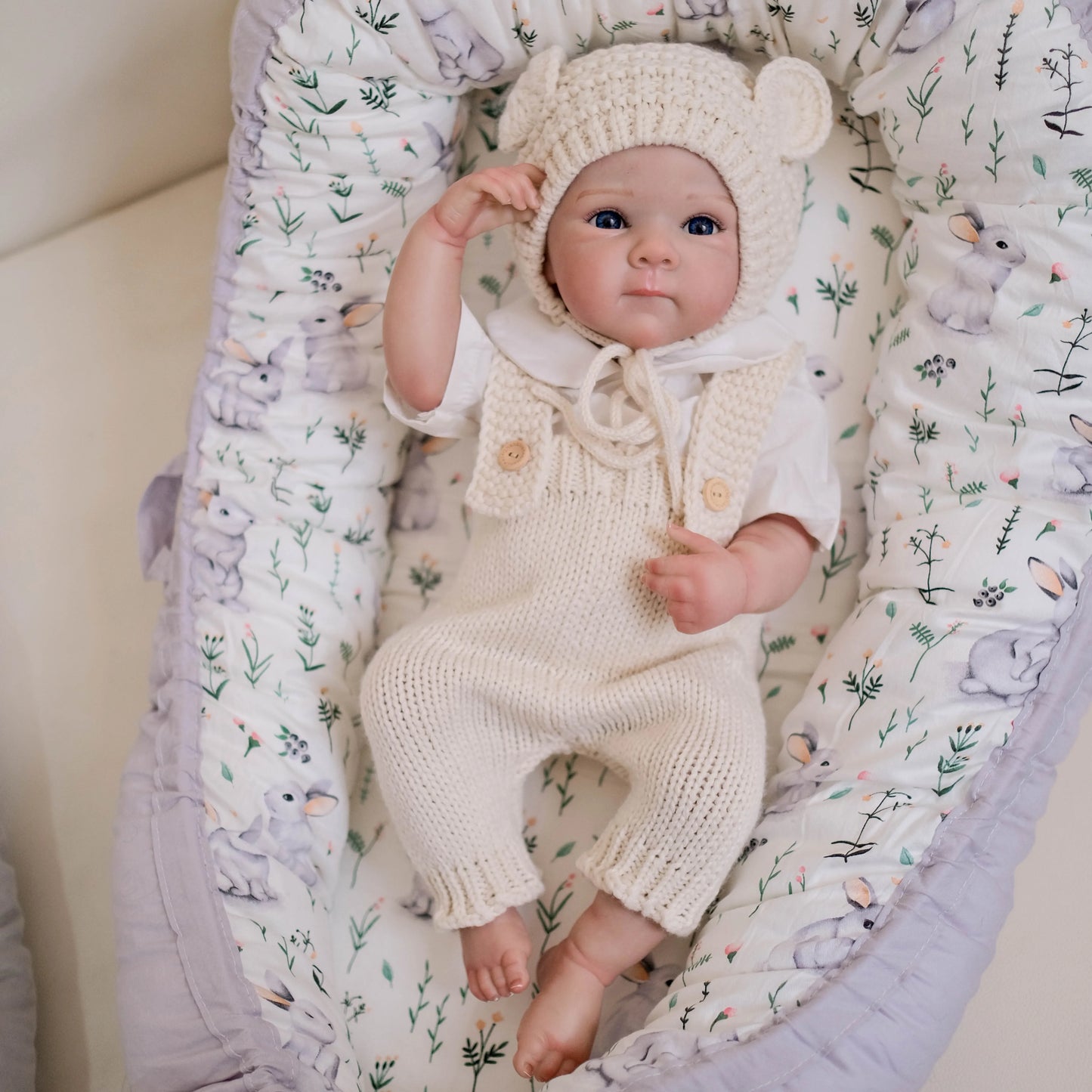 NPK 19inch Reborn Full Vinyl Body Bettie Girl Lifelike Real Newborn Baby Doll Hand-Detailed Paint Hair