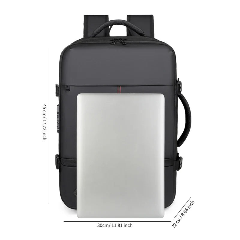 Men's Backpack with Expandable Vacuum Compression, Large Capacity, Dry and Wet Separation, Multifunctional Business Backpack for Short Business Trips