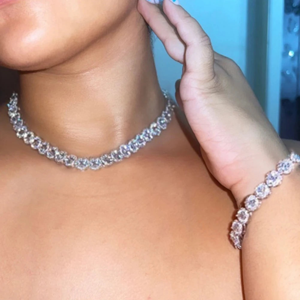 Iced Out 13MM Tennis Chain Micro Paved Cuban Link Chain Necklace Bling