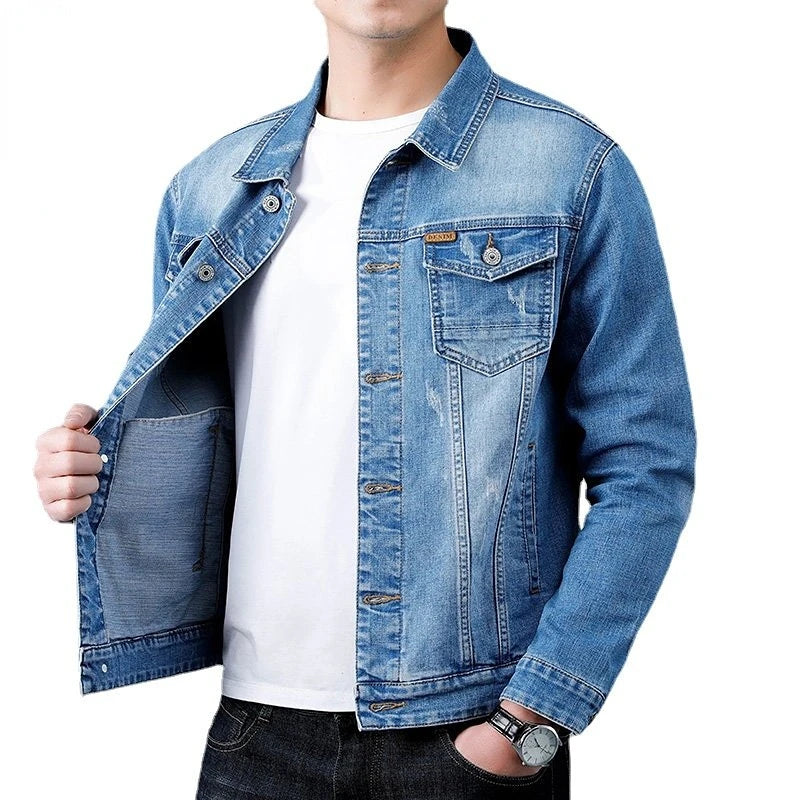 Jacket Men's Casual Cotton Black Denim Jaqueta Jeans