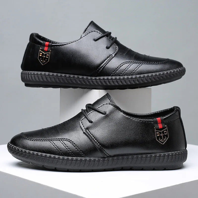 casual shoes men british style formal dress leather flats slip on lightweigt walking sneakers driving office work shoes non slip
