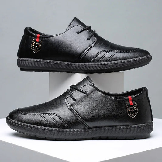 Casual shoes men british style formal dress leather flats slip on lightweigt walking