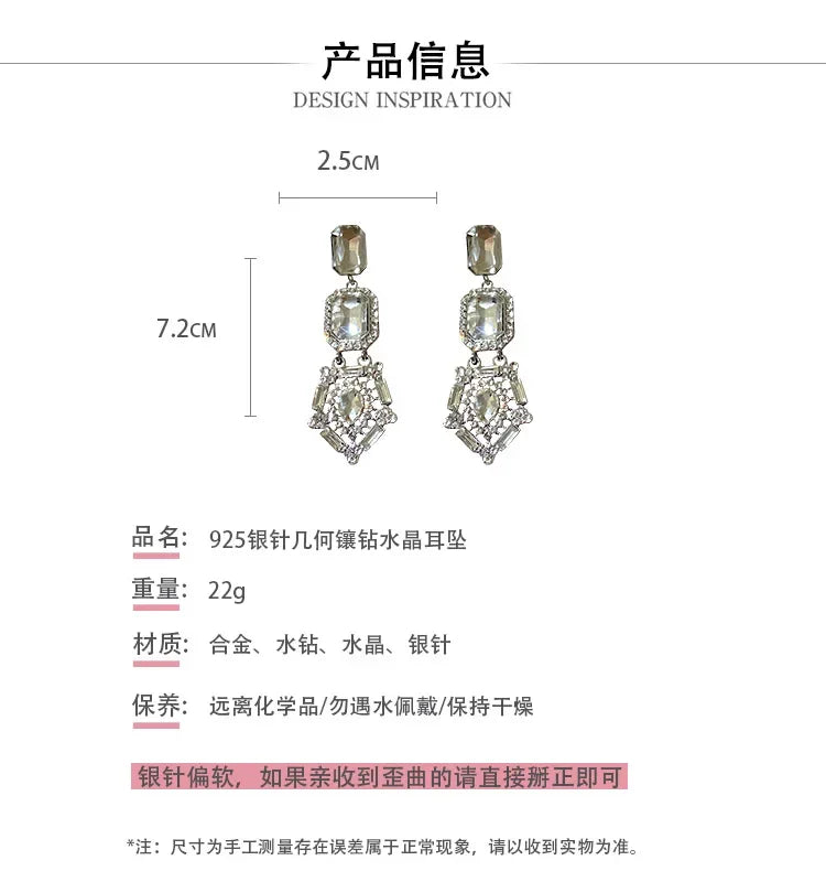 925 Silver Needle European and American Fashion Exaggerated Earrings