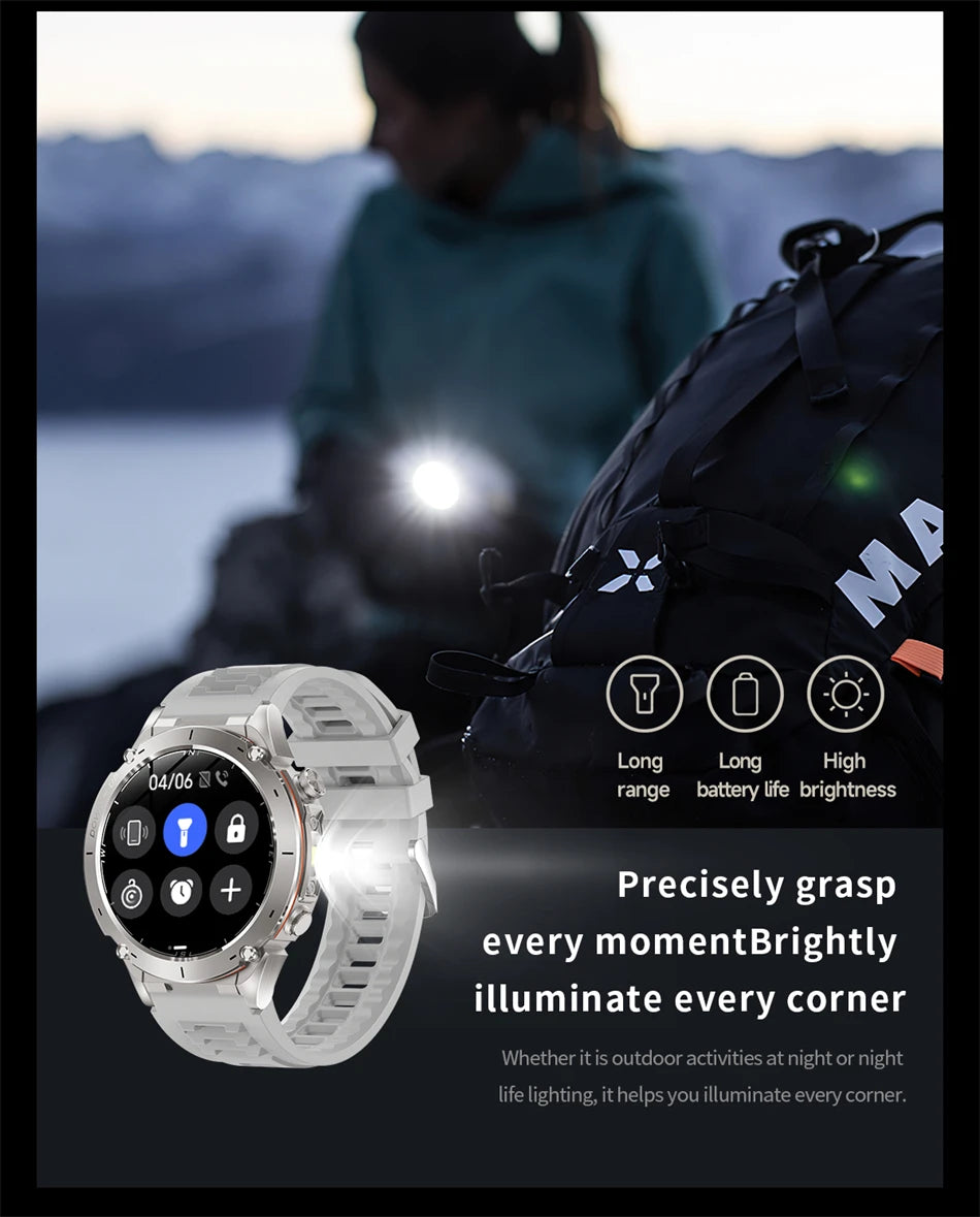 New Men Outdoors Sports Military GPS SmartWatch 10ATM Waterproof 730mAh High Battery Compass NFC HD Call For Android IOS Watch