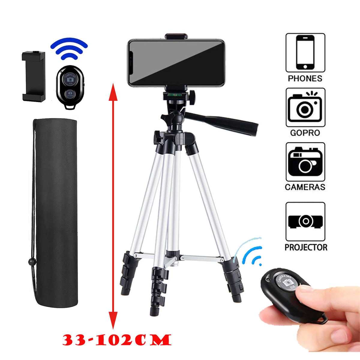 Portable Tripod Stand 102cm Universal Photography for Gopro iPhone Samsung