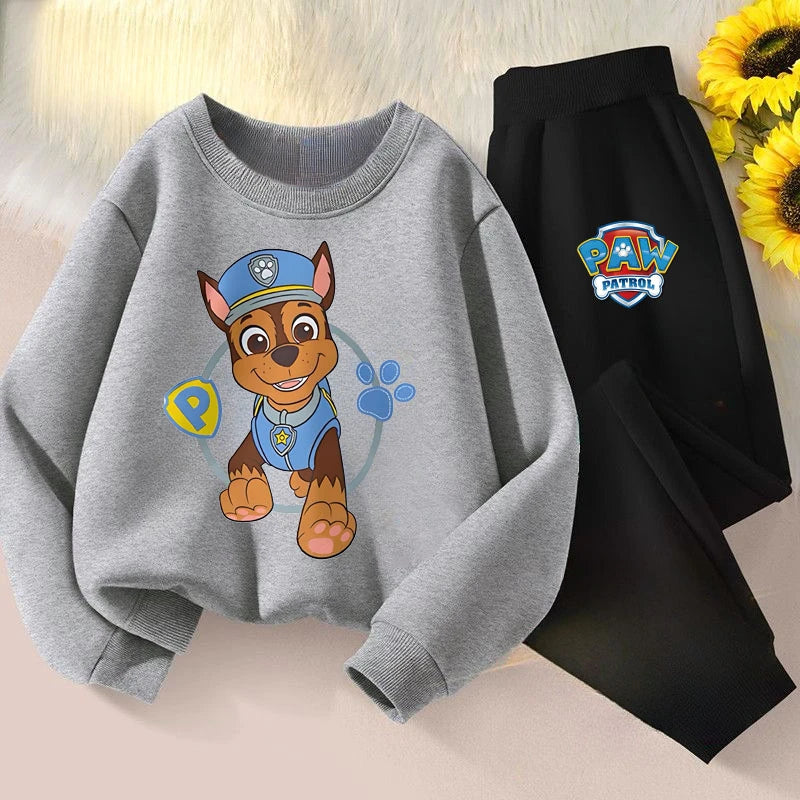 PAW Patrol Cartoon Printed Boys Hooides Sets Children's Long Sleeved Pullover Long Pant Two Piece Suit Kids Casual Sweatsuit