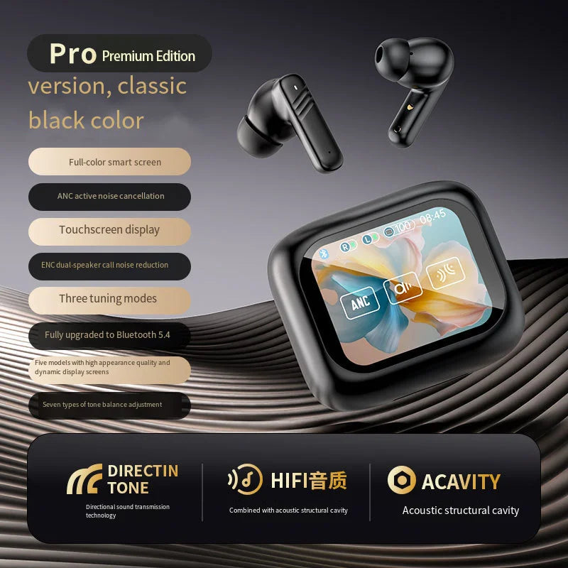 Bluetooth V5.4 headphones AI translation OWS LCD touch screen sports wireless high-definition stereo long-life headphones