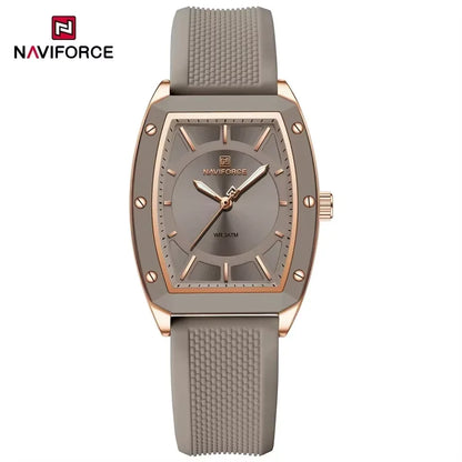 NAVIFORCE Top Brand Women Tonneau Watches Fashion Ladies Quartz Watch Silicone Strap Gift Female Wristwatch Relojes Para Mujer