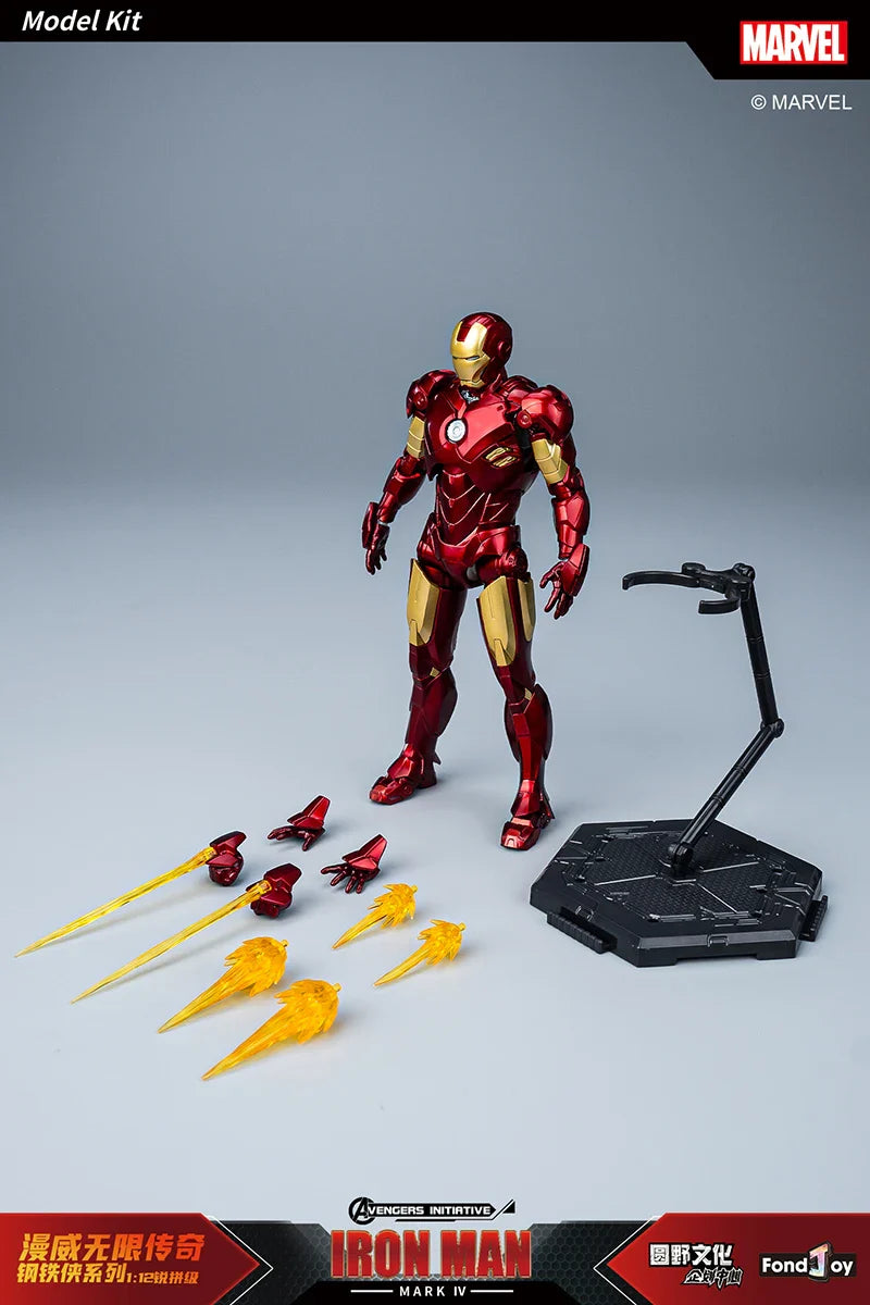NEW Original Fondjoy Anime Figure Iron Man MK4 Model Kit 1/12 Infinity Saga Ironman Mark 4 Assembly ABS Joint Movable Kid Toys