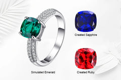 JewelryPalace Green Simulated Nano Emerald Created Ruby Ring 925 Sterling Silver