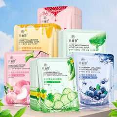 12 Pieces Blueberry Facial Masks Aloe Cucumber Peach Fresh Fruit Moisturizing Face Mask Sheets for Beauty Facial Skin Care