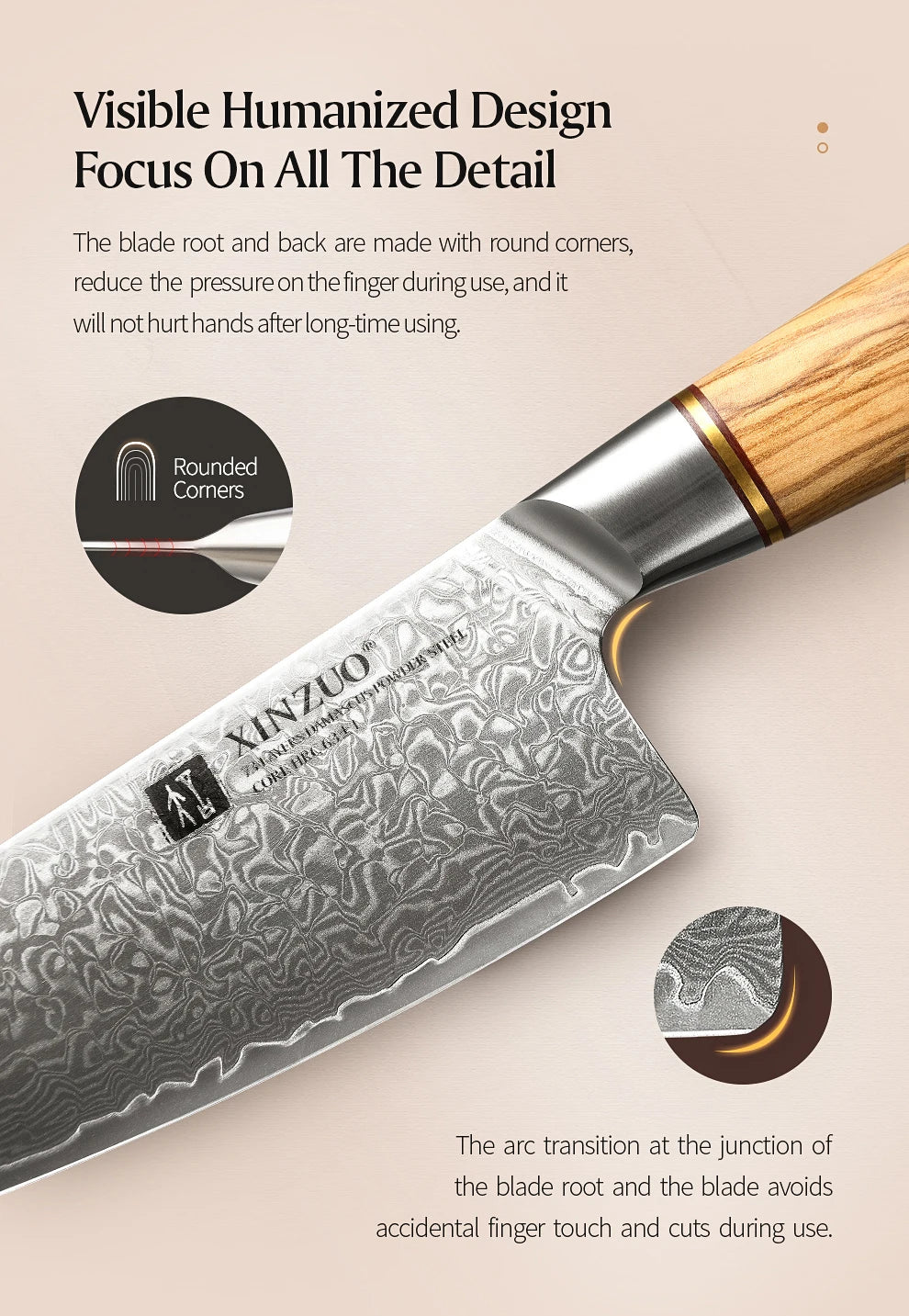 1-8pcs Kitchen Knife Set 73 Layers Custom Damascus Steel 15°±1 Per Side Steel Blade