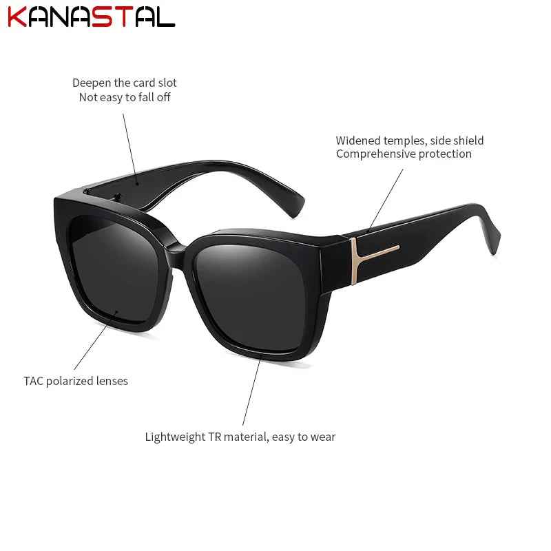 Women Polarized Sunglasses Men UV400 Night Vision Sun Glasses TR90 Big Eyeglasses Frame Driving Beach Anti Glare Shade Eyewear