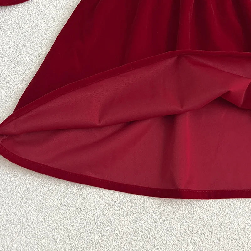 Kids Baby Girls Long Sleeve Sweet Solid Color Princess Dress