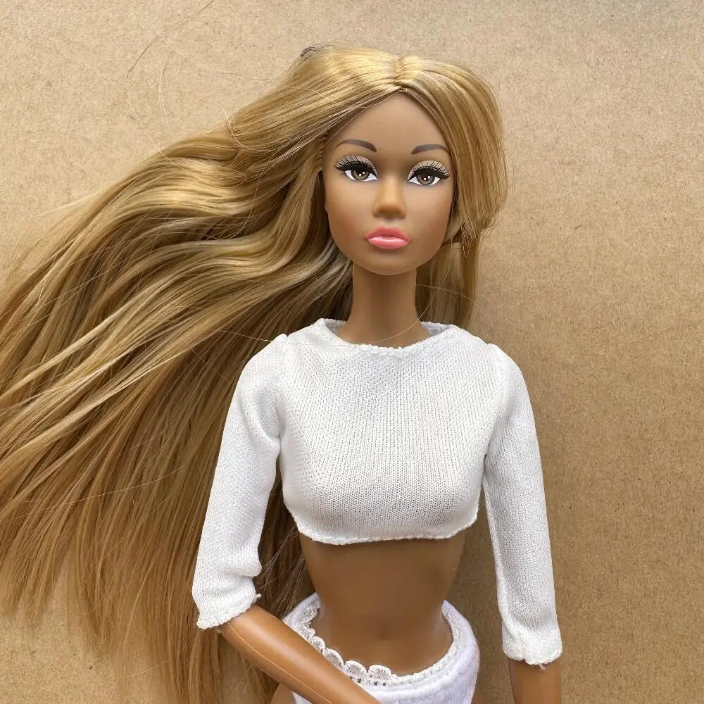 1/6 PP Face Mold Super Model Doll Figures FR Beige Dark Brown Skin Tone Joints Movable Solid Doll 30cm Doll Kids Birthday Gift
