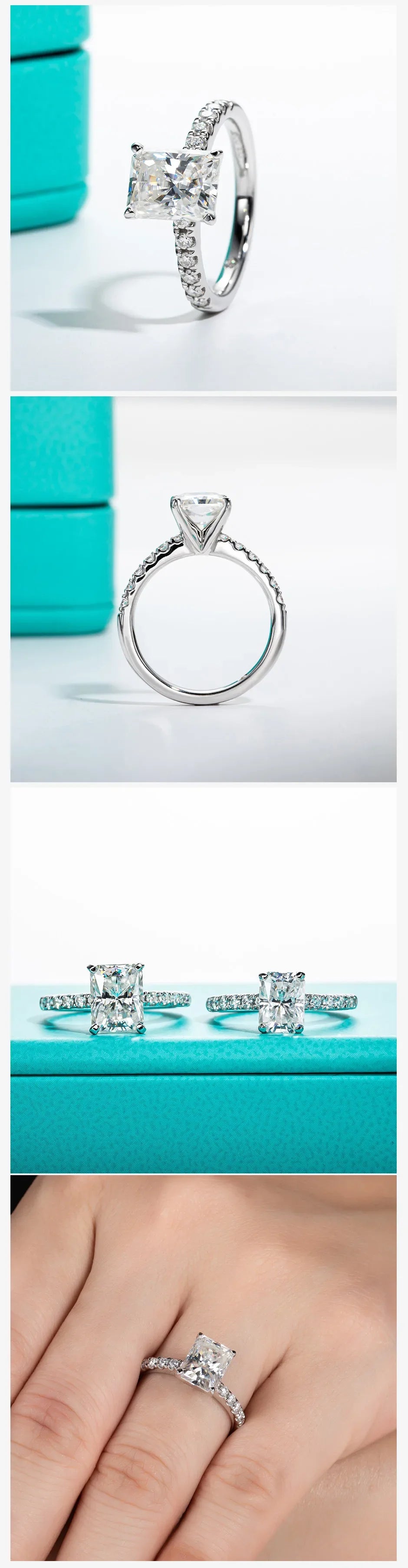 AnuJewel 3ct D Color Radiant Cut Moissanite Engagement Gold Plated 925 Sterling Silver Rings For Woman Customs Jewelry Wholesale