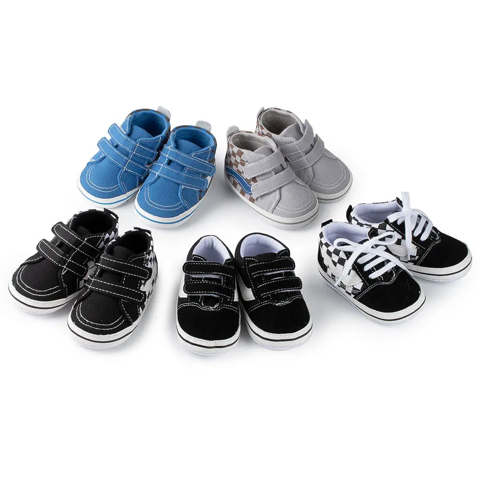 Baby Canvas Sneakers Anti-slip Soft Plaid Baby Boy Girl Shoes First Walkers
