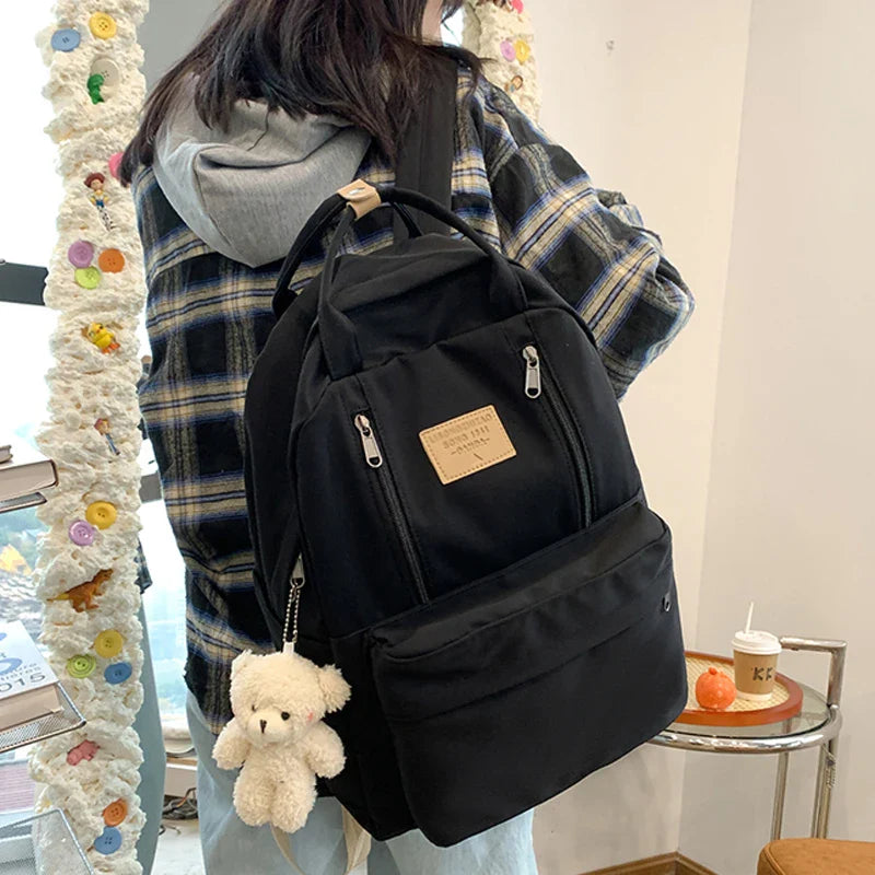 DIEHE Solid Color Women Backpack High Quality Youth Waterproof Backpacks for Teenage Girls Female School Shoulder Bag Bagpack
