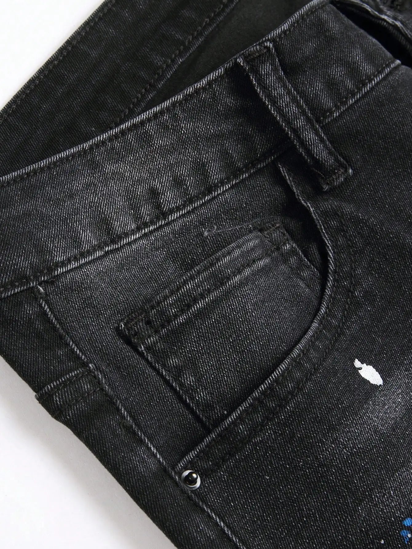 Men Stretchy Ripped Skinny Biker Embroidery Cartoon Print Jeans Destroyed