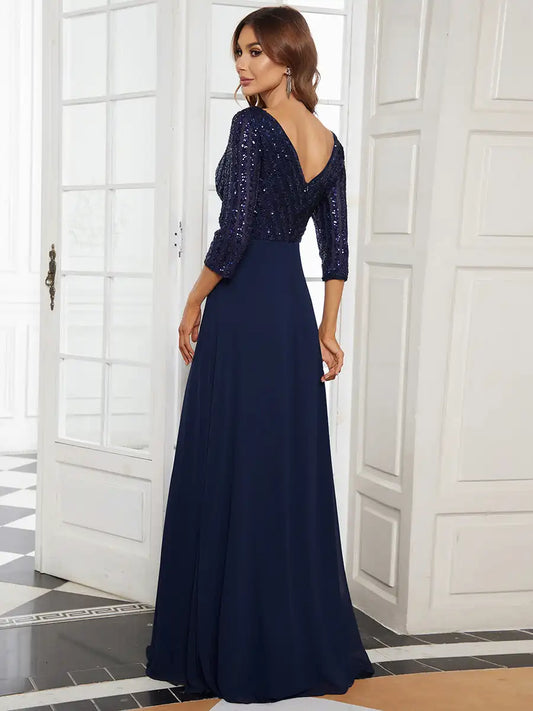 Evening Dresses Ever pretty of V Neck A-Line Sequin Wholesale Evening Dresses