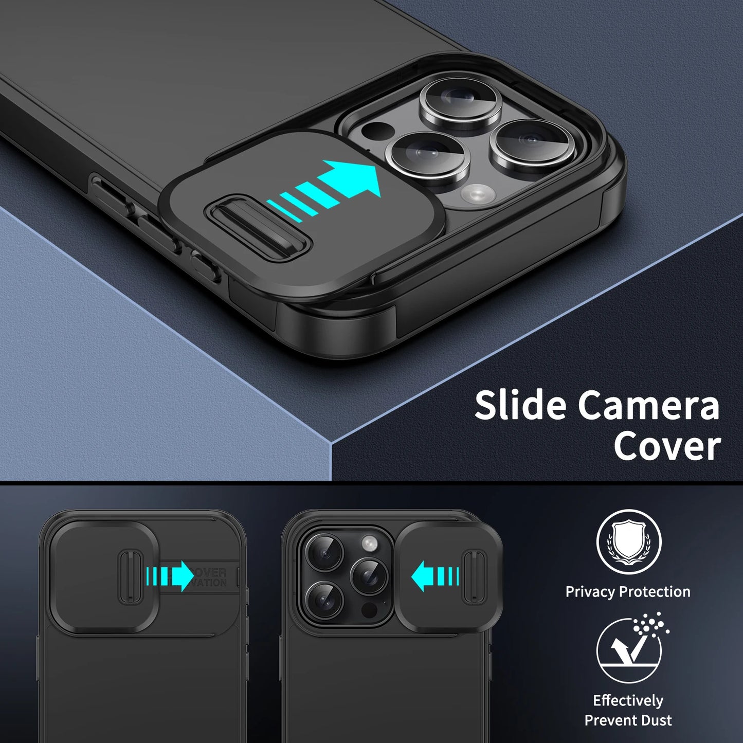 Shockproof Case For iPhone 15 14 13 12 11 16 Pro Max 15 Plus 16 Cover Slide Camera Protective Cases For iPhone 15Pro 14Pro Max
