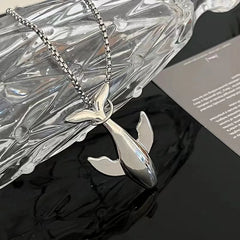 Fashion Trend Whale Stainless Steel Pendant Necklace for Men Exquisite High-end