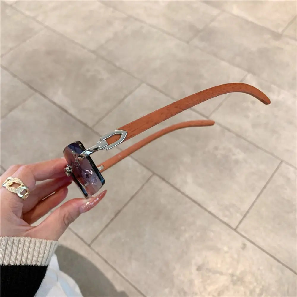Trendy Punk Sunglasses Rimless Rectangle Sun Glasses for Men Women Fashion UV400 Driving Shades Frameless Gradient Eyewear