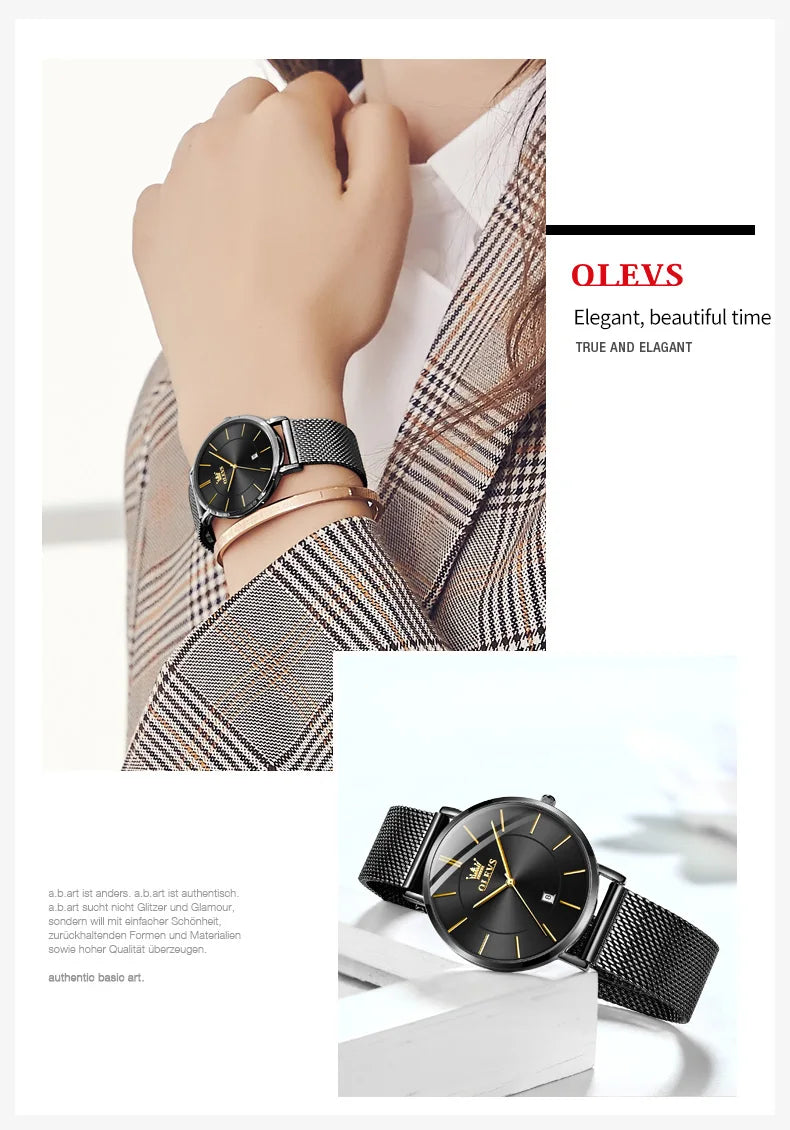 OLEVS Watches For Women Quartz Waterproof Watch Luxury Lady's Watch Stainless Steel Rose Gold Set Gift Box
