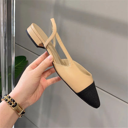 Apricot Women Pumps Mid Heel Mixed Colors Round Toe Casual Shoes Ladies Sandals Party Dress Slingbacks Women's Shoes 2024 Trend