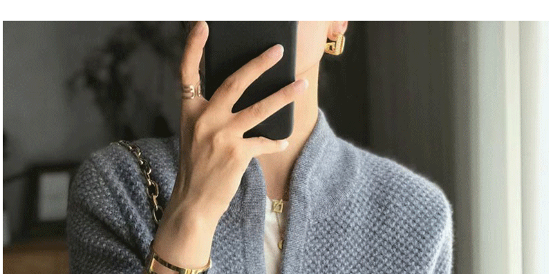 Autumn Winter Thickened 100% Cashmere Wool Cardigan Women Stand Neck