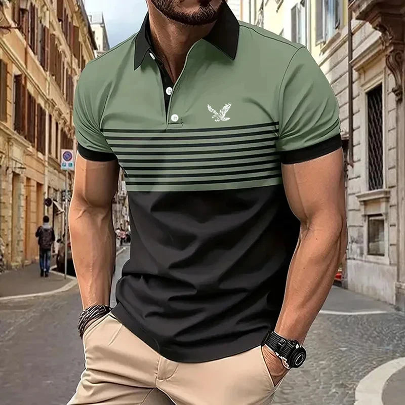 Men's Polo Shirt Golf Shirt Striped Turndown Street Casual Short Sleeve Clothing Apparel Fashion Casual Sport Comfortable
