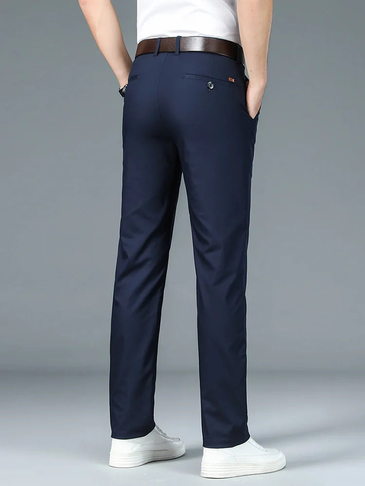 Luxury Straight Business Suit Pants Men Bamboo Fiber Designer Spring Summer
