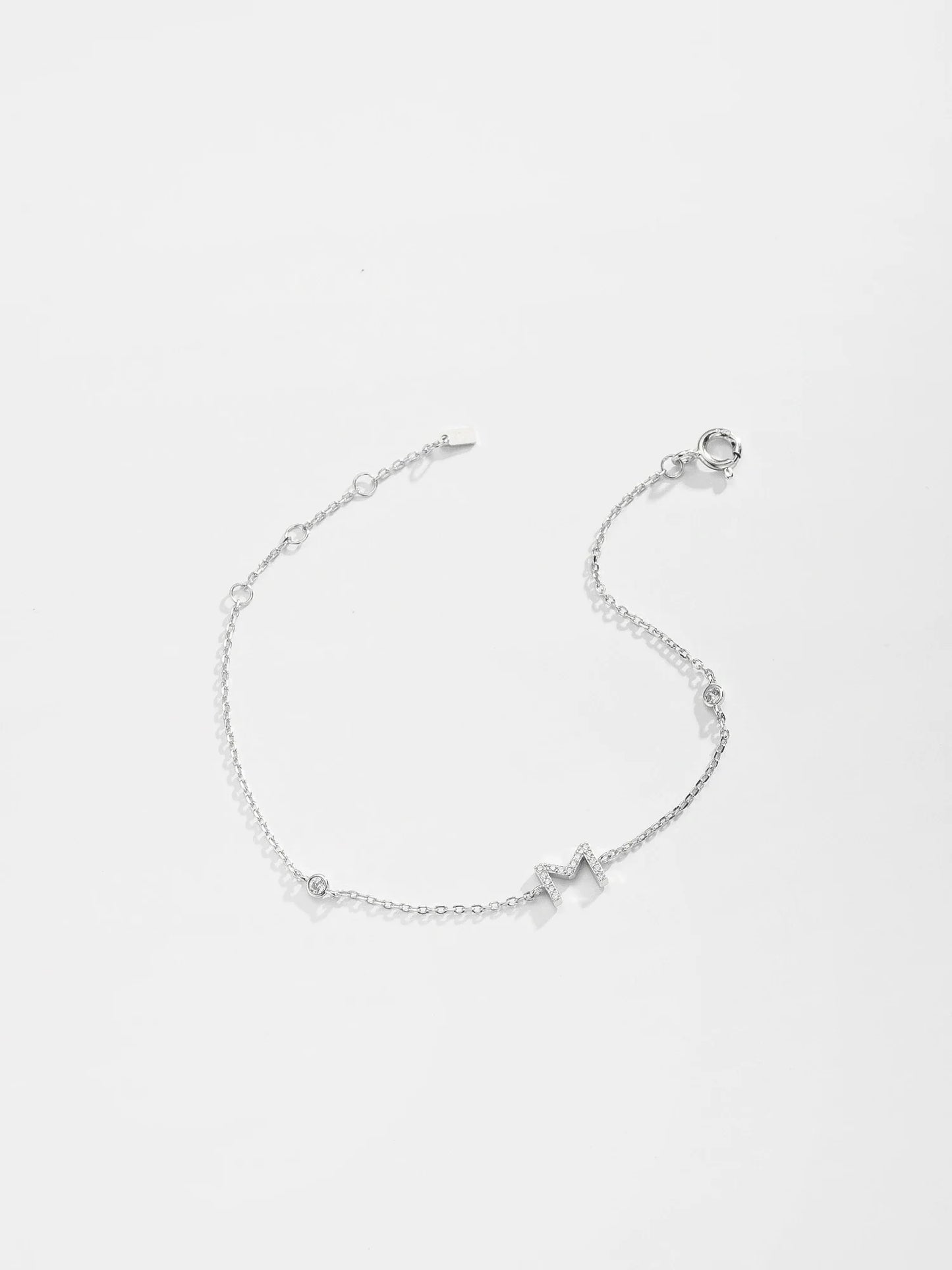 VEWANT 925 Sterling Silver Monogram Letter A - Z Initial Charm Chain Bracelet Luxury Wedding CrystalFine Jewelry