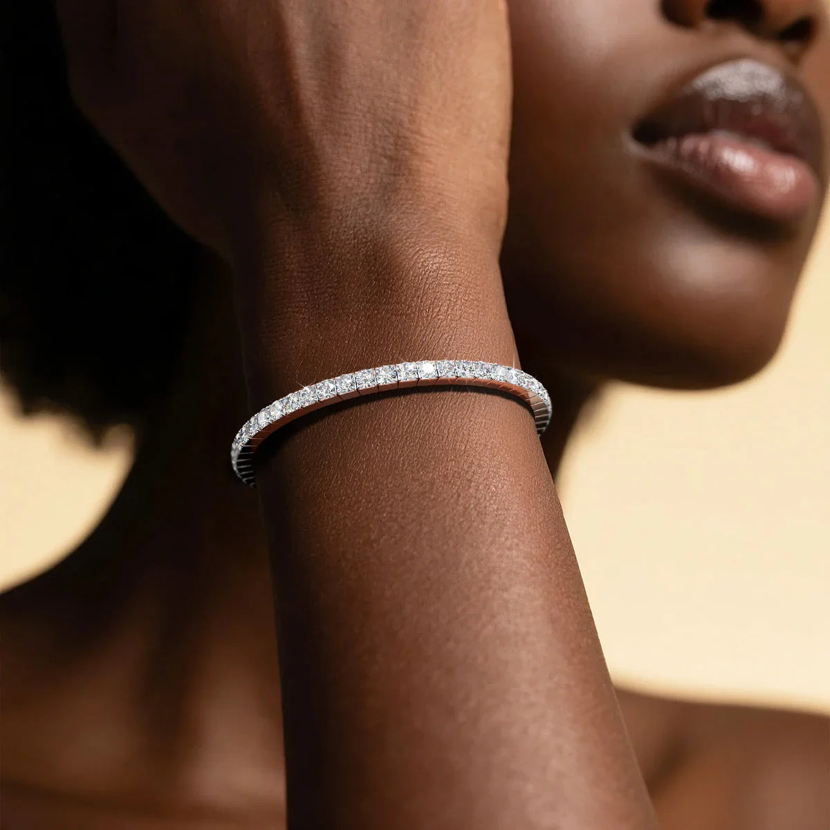 Stretch Rope Moissanite Tennis Bracelet for Women Man 2.5/3.mm Brilliant Cut 925 Sterling Silver Hand Chain Party Jewelry Gifts